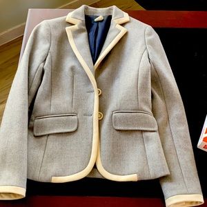 J.Crew Wool Lexington Jacket Enamel Buttons Ouvrier Des Ports Black Cream Size 0